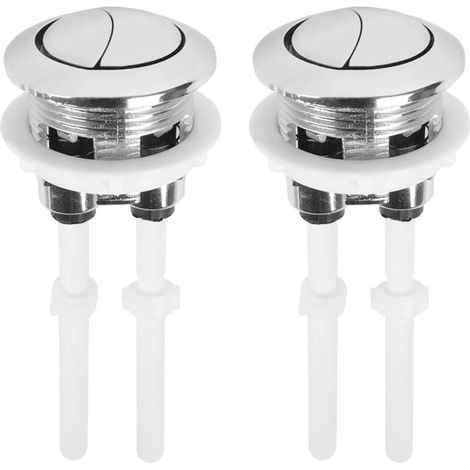 Lot de 2 boutons pression WC, double chasse, ABS, tiges 10,5 cm, pour réservoir standard (1/5)