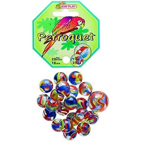 Sachet 20 billes verre + 1 calot perroquet