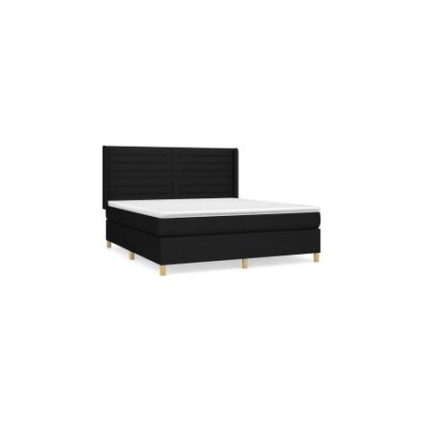 Sommier à lattes de lit avec matelas Noir 180x200 Tissu (1/5)