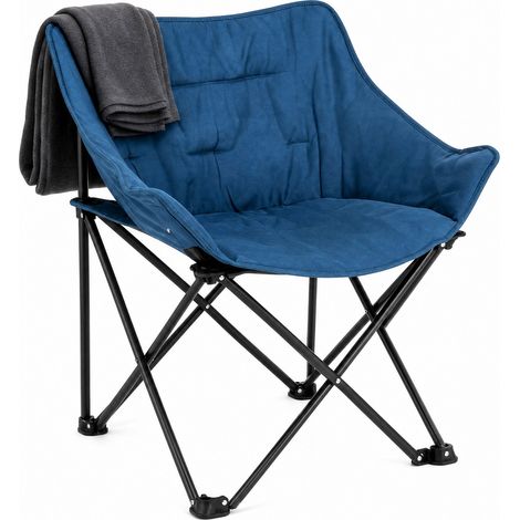 Chaise de camping pliable rembourrée avec dossier haut, structure métal robuste et housse de transport, idéale intérieur-extérieur  CHICFURN (1/5)
