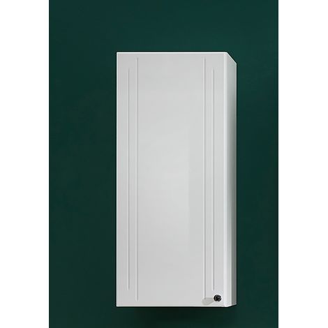 Badezimmer Wandschrank in weiß mit weiß Hochglanz NEMI-66, B/H/T: ca. 32,5/75/20 cm (1/3)