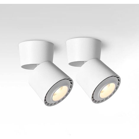 Focos LED direccionales para techo, 2 focos de superficie para iluminación de interiores, galerías de fotos, pasillos y salas de estar / Blanco 3000K (1/4)