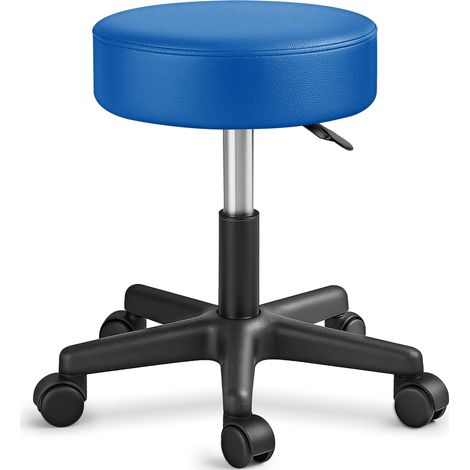 TRESKO Sgabello girevole regolabile in altezza, blu, 150 kg Sgabello girevole con imbottitura spessa 10 cm, 47-60 cm Sgabello da lavoro, sgabello da ufficio, girevole a 360° con rotelle (1/5)