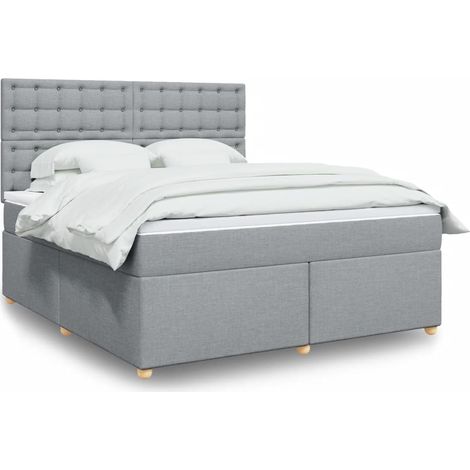 Boxspringbett mit Matratze Hellgrau 180x200 cm Stoff