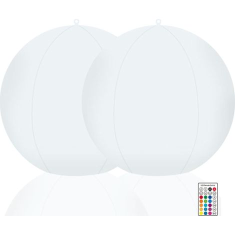Lot de 2 lampes solaires flottantes pour piscine RGBW à changement de couleur IP68, étanches, télécommande, minuterie, lumière d'ambiance suspendue pour cour, jardin, pelouse, plage (1/5)
