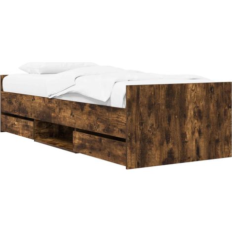 Estructura de cama con cajón Roble Ahumado Madera de ingeniería vidaXL (1/5)