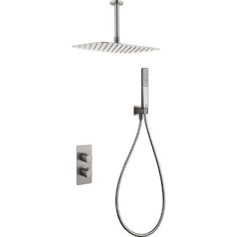 Ensemble douche thermostatique encastré Arezzo finition nickel brossé [ IMEX® ] (1/2)