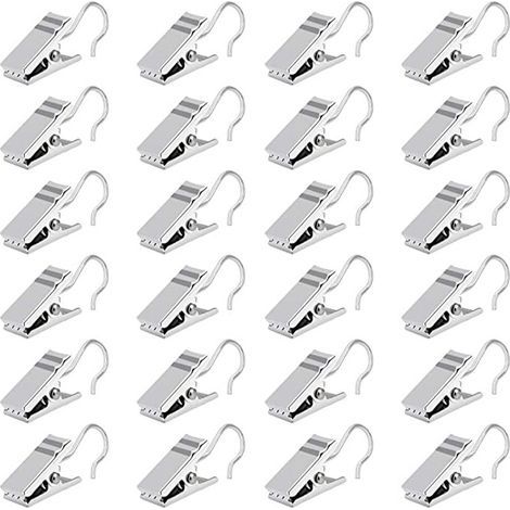 100 Pinces à Rideau Métal Argent 3,3 cm Crochets Anneaux Acier Inoxydable pour Rideau Photo Carte Décoration (1/5)
