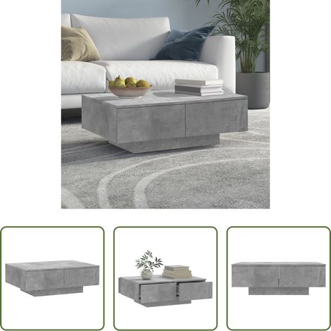 Table de salon - Table basse Gris béton 90x60x31 cm Aggloméré (1/5)