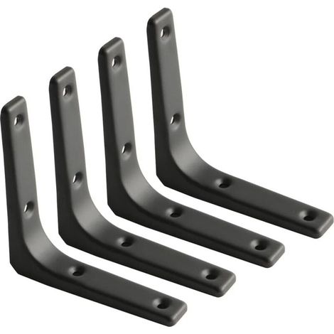 Wandregalhalterung, mattschwarze Metallhalterung, Metallregalträger für Küchendekoration, robuste Halterung, 100 mm x 100 mm, 4 Stück