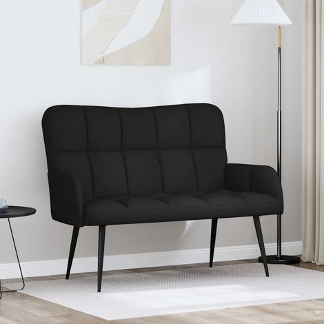 vidaXL Sofa 2 places Noir 115 x 61 x 87 cm Tissu (1/5)