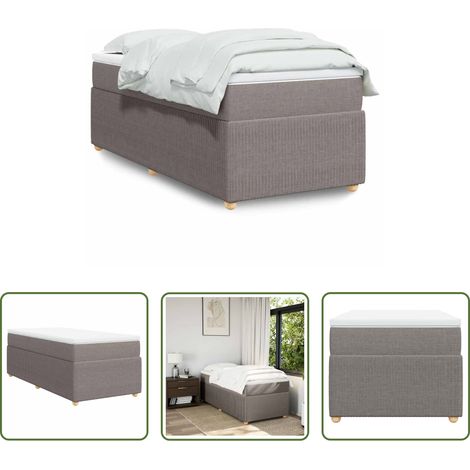 vidaXL Surmatelas -  Sommier à lattes de lit avec matelas Taupe 90x200 cm Tissu (1/5)
