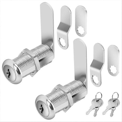 Serrures à came avec clés, verrous à came de 3,8 cm (1-1/2 pouce) de long, ensemble de serrures à came pour armoires, serrures de rangement pour camping-cars et serrures pour boîtes à outils (1/5)