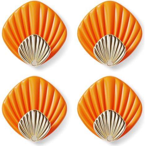Gancho adhesivo de pared con forma de concha, HP004-O. Gancho autoadhesivo moderno para baño y cocina, perchero, gancho adhesivo de pared, juego de 4, color naranja. (1/5)