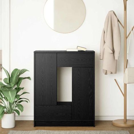 Buffet Bas de Cuisine avec Tiroirs et Portes, Meuble Rangement Noir Effet Chêne, 73x31x90 cm (1/5)