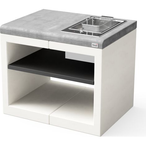 TUOZI - Module de support Plaques de cuisson KITAWAY ELECTRIC pour Barbecue en Béton Préfabriqué (Blanc, Gris - 84 x 63 x 63 cm) - Usage Extérieur