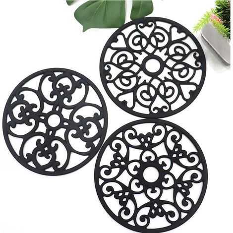 Dessous de Plat Silicone, 3PCS Anti-dérapant Anti-Chaleur 230 °C Multifonction Repose-cuillère Dessous de Verre de Cuisine Tapis de Table pour Cuisine et Salle à Manger (1/3)
