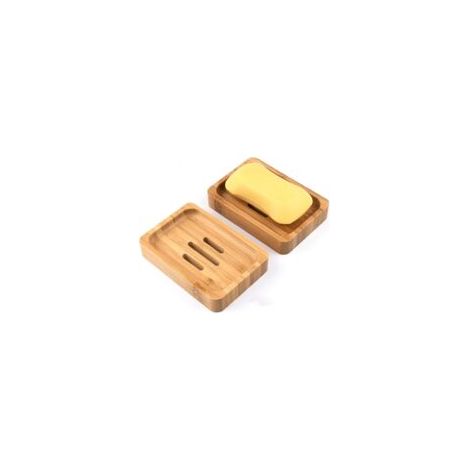 2 portasapone in legno di bambù naturale, scatola portasapone per bagno e doccia, portasapone artigianale per sapone, spugne e altro - Crezuo (1/4)