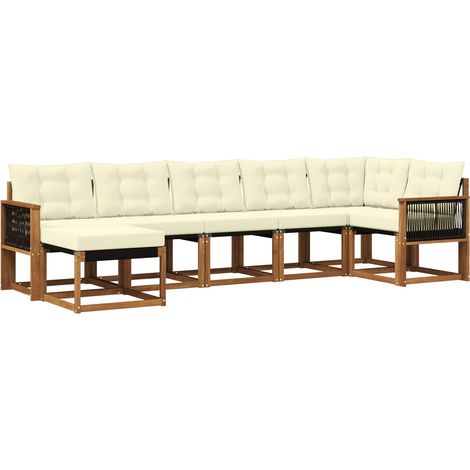vidaXL Outdoor Sofa Set 7 pcs Natural and Cream (1/5)