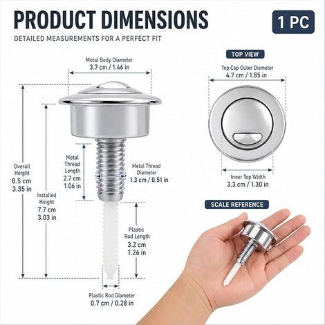 Flush button, compatible with Siamp Optima 49 (38 mm to 42 mm) (1/2)