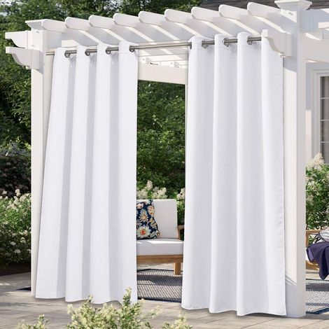 Lot de 2 Rideaux Occultants, 140x240 CM (Largeur x Hauteur), Rideaux pour Salon et Chambre, Design Moderne à Oeillets, Blanc (1/5)