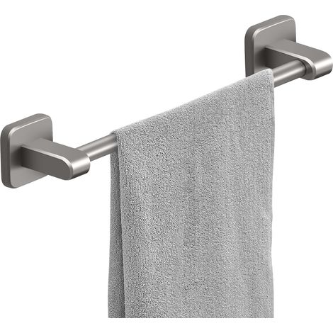 Tour de 40 cm auto-adhésive pour salle de bain, cuisine, sans perçage, barre porte-serviettes, vaisselle, chiffons, gris argenté