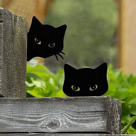 chat Ornements De Jardin En Mtal Pour Cltures, Dcorations D'extrieur Et De Maison, Dcoration De Jardin, Sculptures, Silhouettes En Fonte, Arbre, C (1/5)