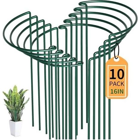 10 Pflanzenstützen, grüne halbrunde Pflanzenstäbe, fördern das Pflanzenwachstum – Pflanzringe für Hortensien, Pfingstrosen und Stauden (25 cm x 40 cm), 10er-Packung à 25 x 40 cm (1/5)
