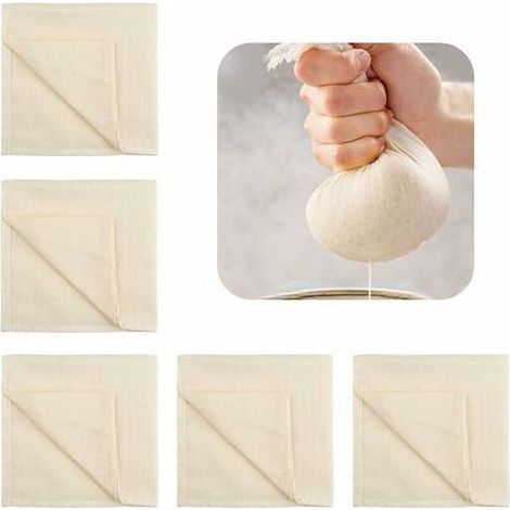 étamine Tissu, 5 Pcs Tissu filtrant en Coton pour la Cuisson Le Beurre Les légumes Le Lait et Les Noix, Toile à Fromage en Tissu Microfibre Non Blanchi (50 50cm) (1/5)