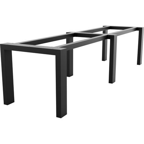 MetaloPro Extreme pieds de table longs en métal noir forme trapèze – Design industriel robuste pour salle à manger, bureau ou salon 72x80x320 cm (1/5)
