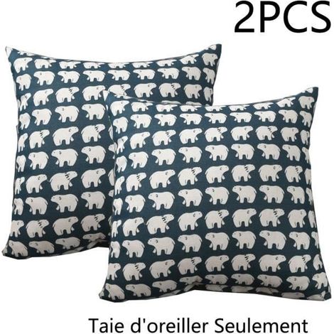Taie d'oreiller,Taie d'oreiller Renforcé,avec Fermeture éclair,Protège Oreiller Impression d'ours Polaire,Taie d'oreiller 50x50cm (1/4)