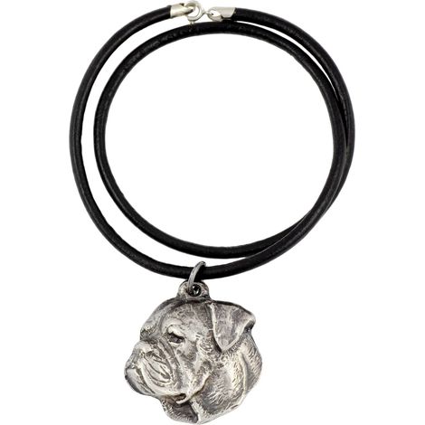 Collana con ciondolo a forma di bulldog americano, placcata in argento, per gli amanti dei cani, gioiello unico di Art-Dog (1/5)