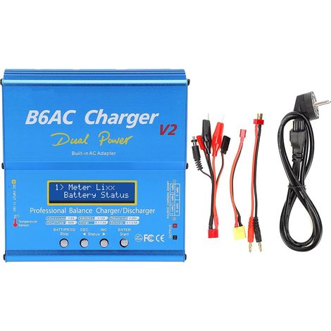 B6AC Balance Charger Discharger, 80W 7A Chargeur Intelligent avec Câble pour Les Batteries Lipo Life Nimh, Corps en Alliage en Aluminium (Plug UE 220V) (1/5)