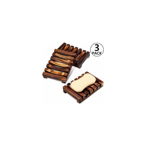 Porte-savon en Bois de Douche 3 Pièces, porte-savon fait Main distributeur de Savon pour la Cuisine,Bambou Naturel caisse à savon (1/4)