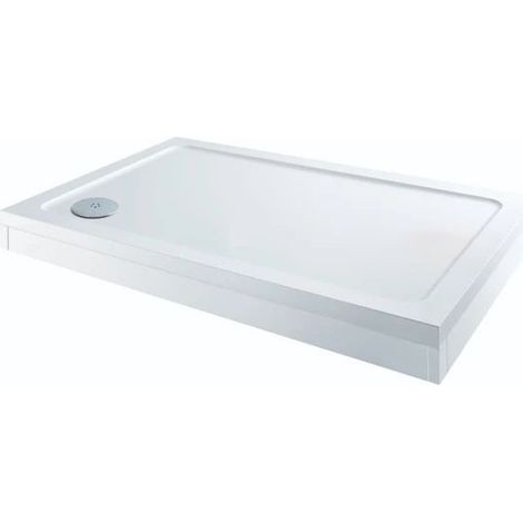 Modern Rectangle Shower Tray 1200 x 800mm Easy Plumb Slimline Lightweight White (1/2)