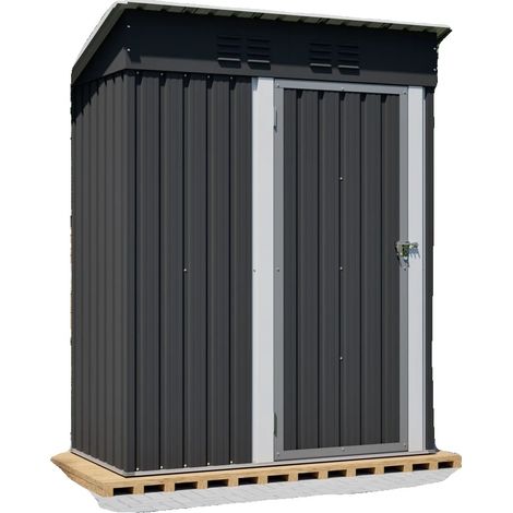 Casetta da giardino, porta con serratura, design resistente alle intemperie, 53FT+ Nero + Metallo (1/2)