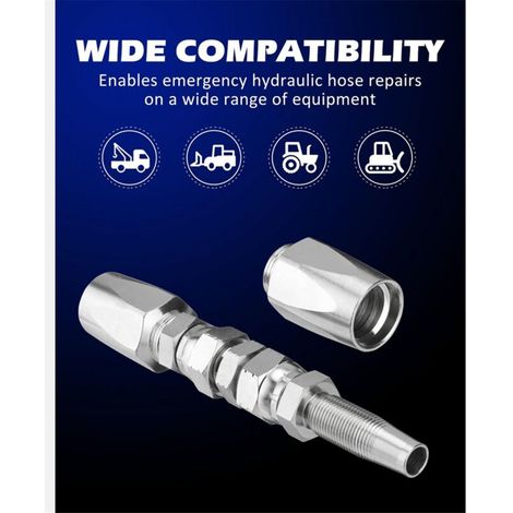 Kit di riparazione per tubo idraulico riutilizzabile, 2 pezzi, raccordo riutilizzabile a 2 filetti da 3/8". (1/4)
