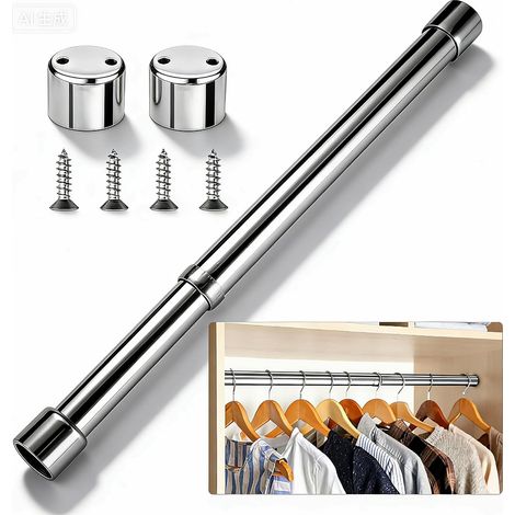 Barre Penderie Extensible,31-51 cm Barre de Penderie en Acier Inoxydable Réglable Tringle à Vêtements Extensible Barre de Penderie Évolutif pour Salle de Bain, Placard, Armoire (1/5)