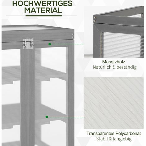 Serre de jardin transparente en bois et polycarbonate pour extérieur - 58 x 44 x 78 cm