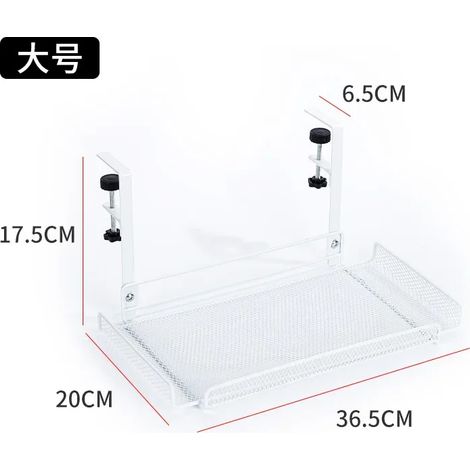 (Blanc, taille L) Goulotte de câbles multi-espaces - Organisateur en acier sans perçage pour sous bureau, 13,6 kg, pour la maison/le bureau/la cuisine, support en maille robuste avec pinces (1/5)