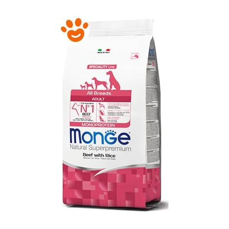 Monge Dog Natural Superpremium Adult All Breed Manzo e Riso - Monge Dog Natural Superpremium Adult All Breed Manzo e Riso - Sacco Da 12 Kg