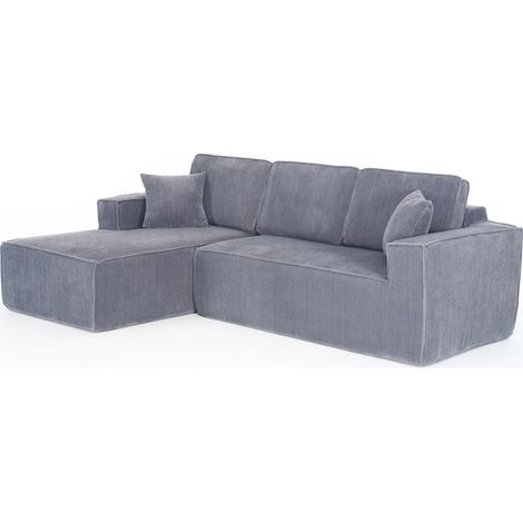 Canapé Fully compressed L-shaped modular corduroy Gray 106.00x38.00 ZIPSOFA (1/5)