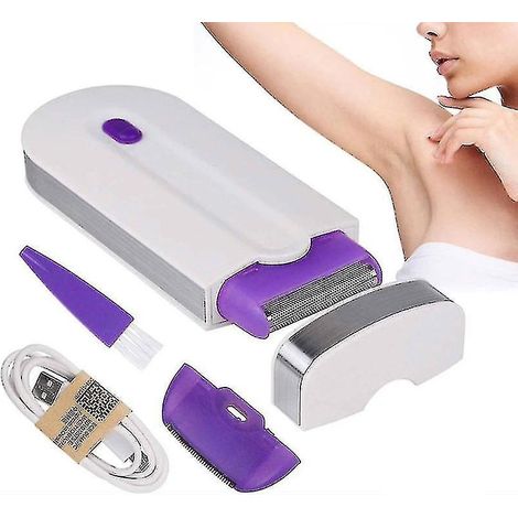 Épilateur électrique rechargeable 2 en 1 pour femmes, épilation indolore, rasoir lumineux à capteur instantané, vente directe (1/3)
