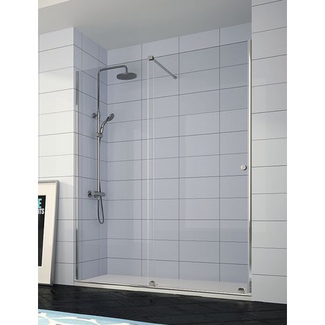 Mampara de Ducha Frontal - 1 Hoja Fija y 1 Puerta Corredera - Cristal de Seguridad de 8 mm - Modelo Volare 2 (115 - 120 cm) (1/3)