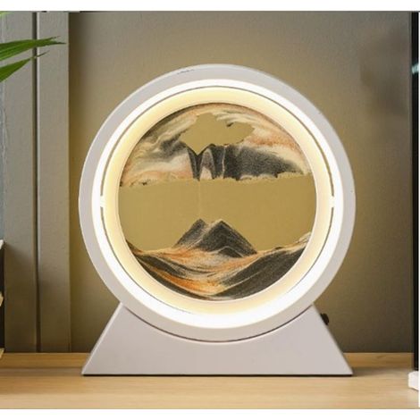 Lámpara LED con efecto de arena en movimiento: pintura de arena 3D con diseño giratorio de 360°，el dormitorio y como regalo (negra) (1/5)