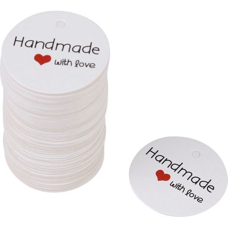 100 étiquettes cadeau blanches faites main pour mariage, bijoux, prix et desserts 4 (1/5)
