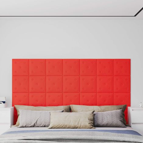 Wandkopfteilen 12 pcs Rot 30 x 30 cm Kunstleder