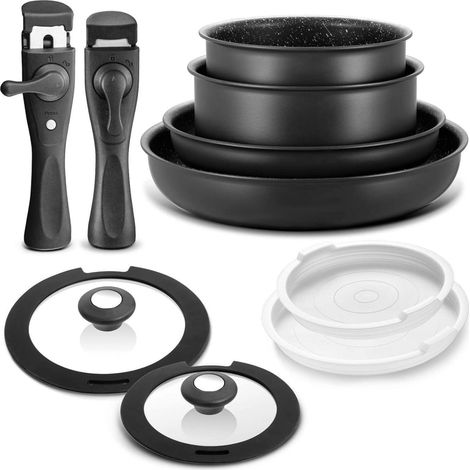 Set de casseroles et poêles 10 pièces avec poignées amovibles, antiadhésif, induction (1/5)