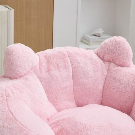 Canapé en forme de chat à long dossier, pouf adulte sans installation, idéal pour salon, chambre et plus, détente absolue, couleur rose. (1/5)