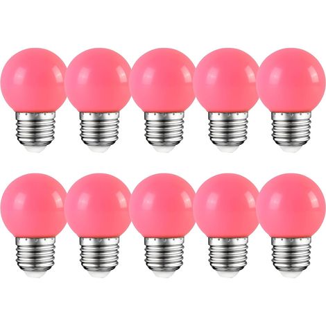 E27-Glühbirnenfassung, 2 W, Edison-LED-Glühbirne, rosa Glühbirne für Golf, Terrasse für Partys, Weihnachten, 10er-Pack [Energieklasse E]